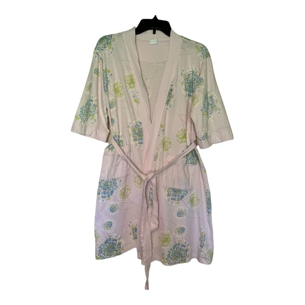OLIAN woman's size XS maternity pregnant postnatal pink floral lightweight robe